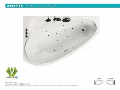 Акриловая ванна Aquatika Логика Standart 160х105 Правосторонняя