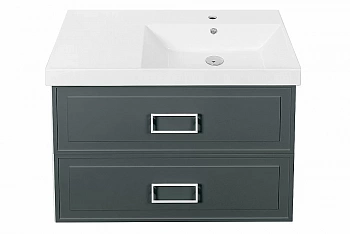 Тумба с раковиной LA FENICE Cubo Grigio TWIN 90 серая/ручки белые