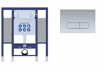 Инсталляция для унитаза Aquatek INS-0000015 с кнопкой KDI-0000014 хром матовый