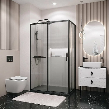 Душевой уголок Grossman Style 120.K33.05.1390.21.02 130x90 профиль черный матовый/стекло шиншилла