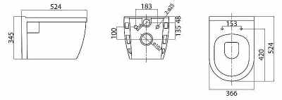 Унитаз подвесной BelBagno LOTO BB070CHR безободковый