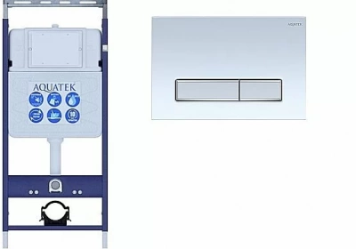 Инсталляция для унитаза Aquatek Easy Fix INS-0000010 с кнопкой KDI-0000030 белая/никель