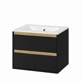 Тумба с раковиной Excellent TUTO MLEX.0103.600.BKBL 60 черный матовый/дуб