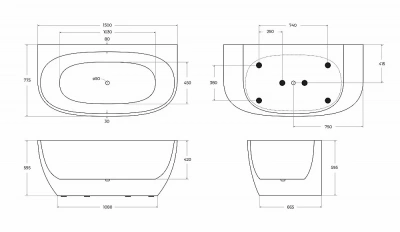 Ванна акриловая BelBagno BB83 150х78 белая