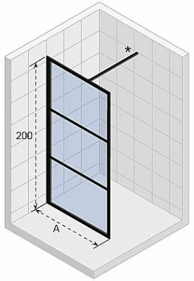 Душевое ограждение Riho Grid 140 G004028121 стекло прозрачное/профиль черный