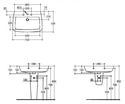 Раковина на полупьедестале Ideal Standard Ventuno T015501