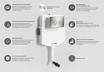 Бачок скрытого монтажа WasserKraft Aller 10TLT.031.ME.BN01