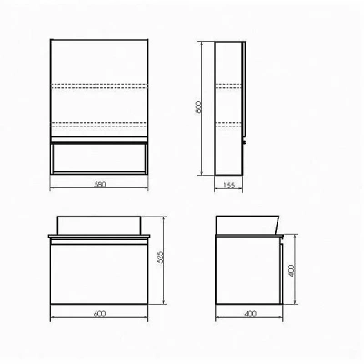 Тумба с раковиной Comforty Эдинбург 00-00001928 60 бетон светлый