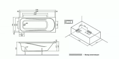 Ванна акриловая AM.PM SENSE W75A-170-070W-KL 70x170