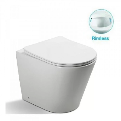 Унитаз приставной SantiLine SL-5020+SL-02 безободковый, с крышкой микролифт