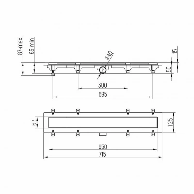 Душевой лоток PAINI Klasik CH650KN2 65 с рамкой, хром