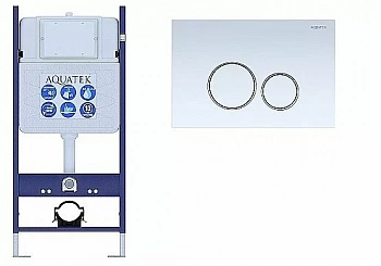 Инсталляция для унитаза Aquatek ECO Standart INS-0000014 с кнопкой KDI-0000015 белая/хром