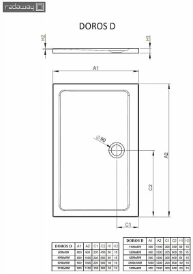 Душевой поддон Radaway Doros D SDRD1280-01 120х80 белый