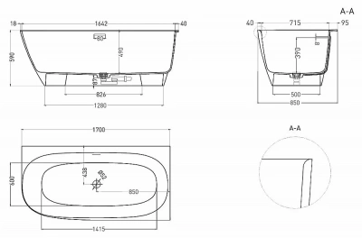 Ванна Salini Sofia Corner R S-Sense 102514GRH 170x85 белая/снаружи RAL глянцевая