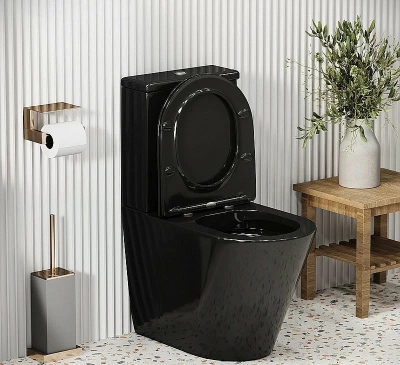 Унитаз Grossman Color GR-4480BS безободковый, с крышкой микролифт, с бачком, черный глянцевый