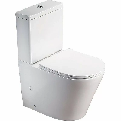Унитаз напольный SantiLine SL-5014 безободковый, с бачком, с крышкой микролифт, белый
