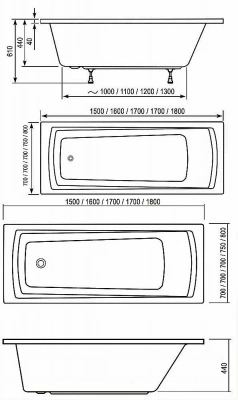 Ванна акриловая Ravak Domino Plus C651R00000 180x80 с ножками