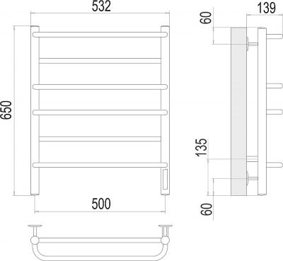 Полотенцесушитель электрический Terminus Евромикс П6 500х650