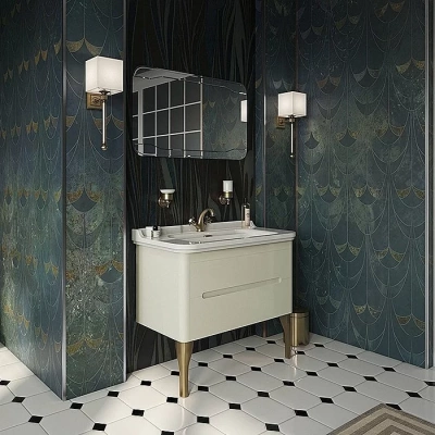 Тумба с раковиной Kerasan Waldorf 925530 Vaniglia matt 100 ваниль с 1 отверстием/заглушка хром