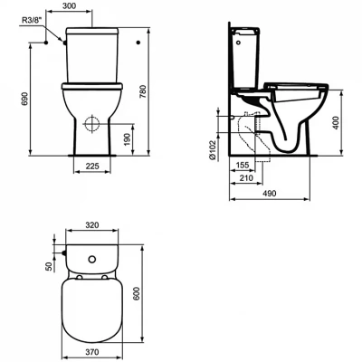 Унитаз напольный Ideal Standard Tempo-IS T328101 с бачком T427301 белый