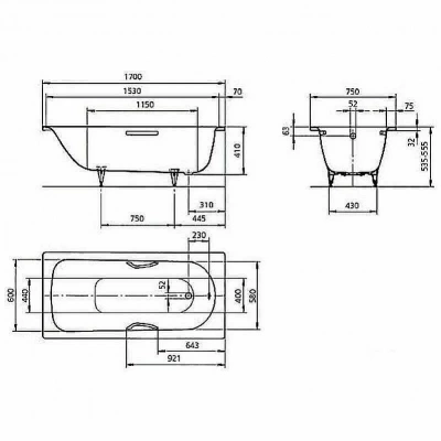 Ванна стальная Kaldewei Saniform Plus Star 336 170x75 133600013001 Easy-clean белый