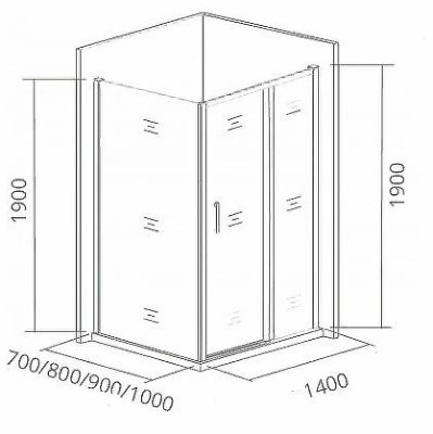 Душевой уголок Good Door Cofe WTW+SP 140х80 стекло прозрачное/профиль черный
