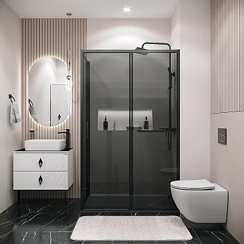 Душевой уголок Grossman Style 120.K33.05.1090.21.10 100x90 профиль черный матовый/стекло тонированное