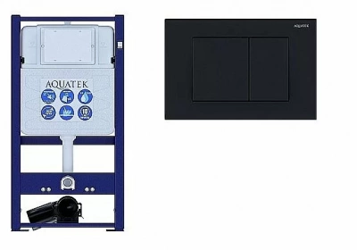 Инсталляция для унитаза Aquatek INS-0000016 с кнопкой KDI-0000012 черная матовая
