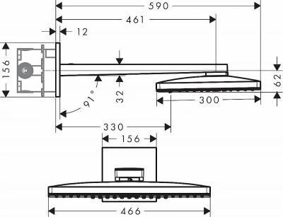 Верхний душ Hansgrohe Rainmaker Select 460 3jet Черный 24007600