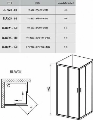 Душевой уголок Ravak Blix BLRV2K 110x110 профиль блестящий/стекло матовое