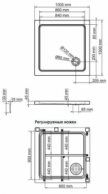 Душевой поддон WasserKRAFT Amper 29T19 100x100