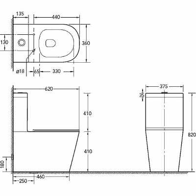 Унитаз напольный SantiLine SL-5014 безободковый, с бачком, с крышкой микролифт, белый