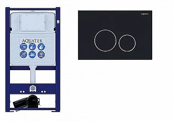 Инсталляция для унитаза Aquatek INS-0000016 с кнопкой KDI-0000020 черная матовая/хром