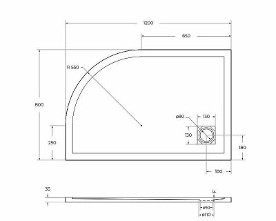 Душевой поддон BelBagno UNO TRAY-MR-UNO-RH-120/80-550-35-W-L-CR 120х80 белый