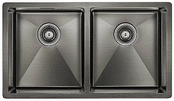 Мойка кухонная Paulmark TWIN PM237844-GM вороненая сталь