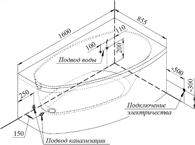 Ванна Радомир Орсини 160х90 комплект бронза