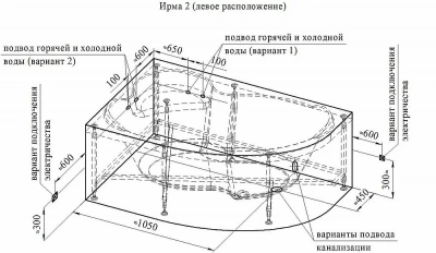 Ванна акриловая с полотенцедержателем Vannesa Ирма 2-78-0-1-216 149х96