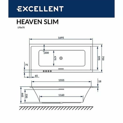 Ванна акриловая EXCELLENT Heaven Slim SOFT WAEX.HEV17S.SOFT.GL 170x75 белая с гидромассажем