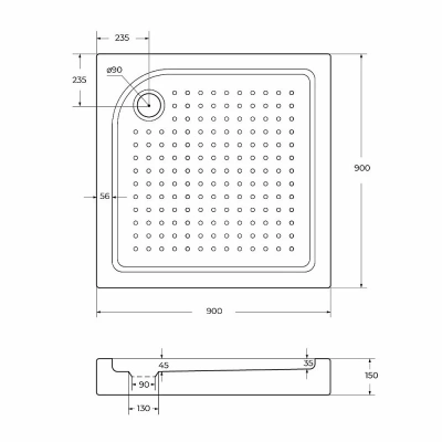Душевой поддон BelBagno TRAY-BB-A-90-15-W 90х90 белый