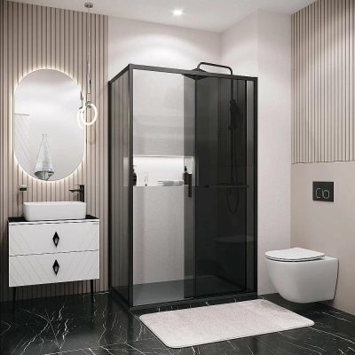 Душевой уголок Grossman Style 120.K33.05.1090.21.10 100x90 профиль черный матовый/стекло тонированное