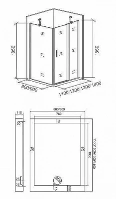 Душевой угол Good Door Pandora WCD 120х80 стекло прозрачное/профиль хром