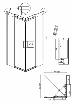 Душевой уголок Grossman Classic 300.K33.04.8080.10.00 80x80 профиль хром/стекло прозрачное