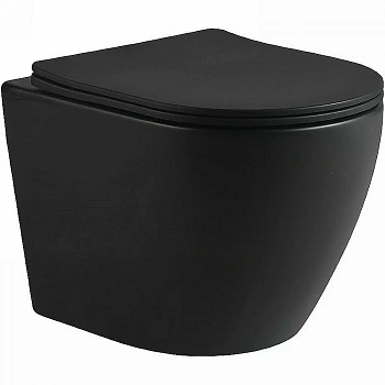 Унитаз SantiLine SL-5025MB безободковый, слив торнадо, с крышкой микролифт, черный матовый
