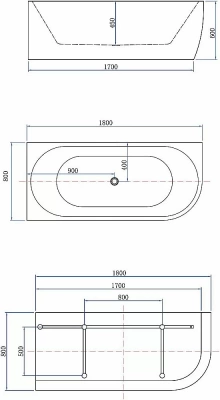 Акриловая ванна Aquanet Family Elegant 180x80 Matt Finish