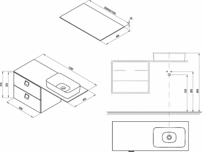 Тумба с раковиной и столешницей Ravak Comfort 120 с 2 тумбами и 2 раковинами белая