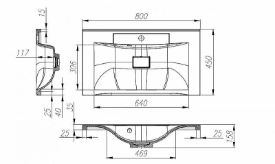Тумба с раковиной Belbagno MARINO 80 2C-SO/BB800/450-LV-MR-PR Crema Opaco