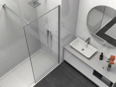 Душевое ограждение Vincea Walk-In VSW-1HS900CLGM 90 стекло прозрачное/профиль вороненая сталь