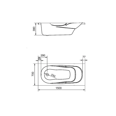 Ванна акриловая Santek Касабланка 150x70 1.WH50.1.530 белая