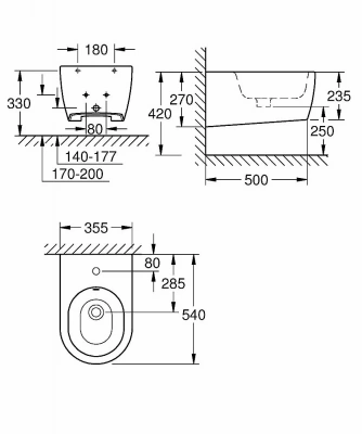 Биде подвесное Grohe ESSENCE CERAMIC 3957400H белое