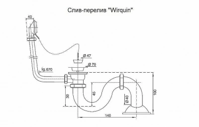 Слив-перелив для ванны Эстет Wirquin М ФР-00002135 бронза